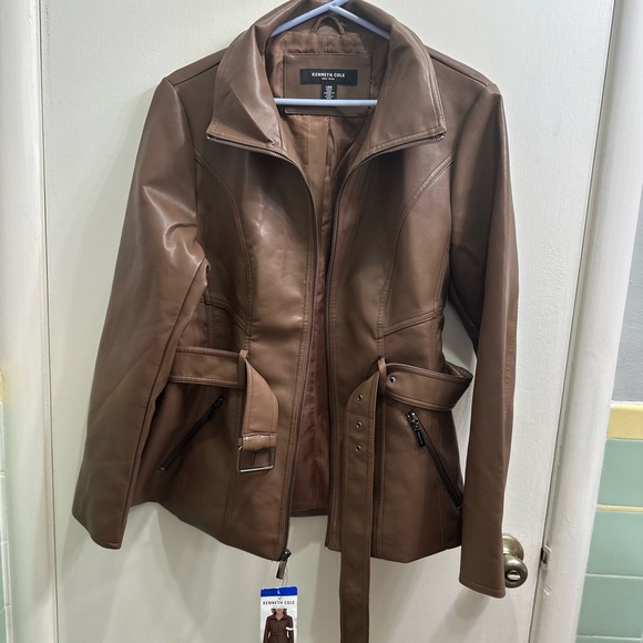 Kenneth Cole Women's Tan Leather Jacket - Picture 8 of 9